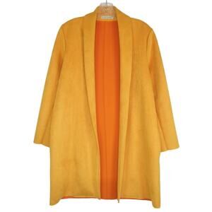 ZARA Faux Suede Open Front Coat With Lapel Collar & Long Sleeves Women’s Small